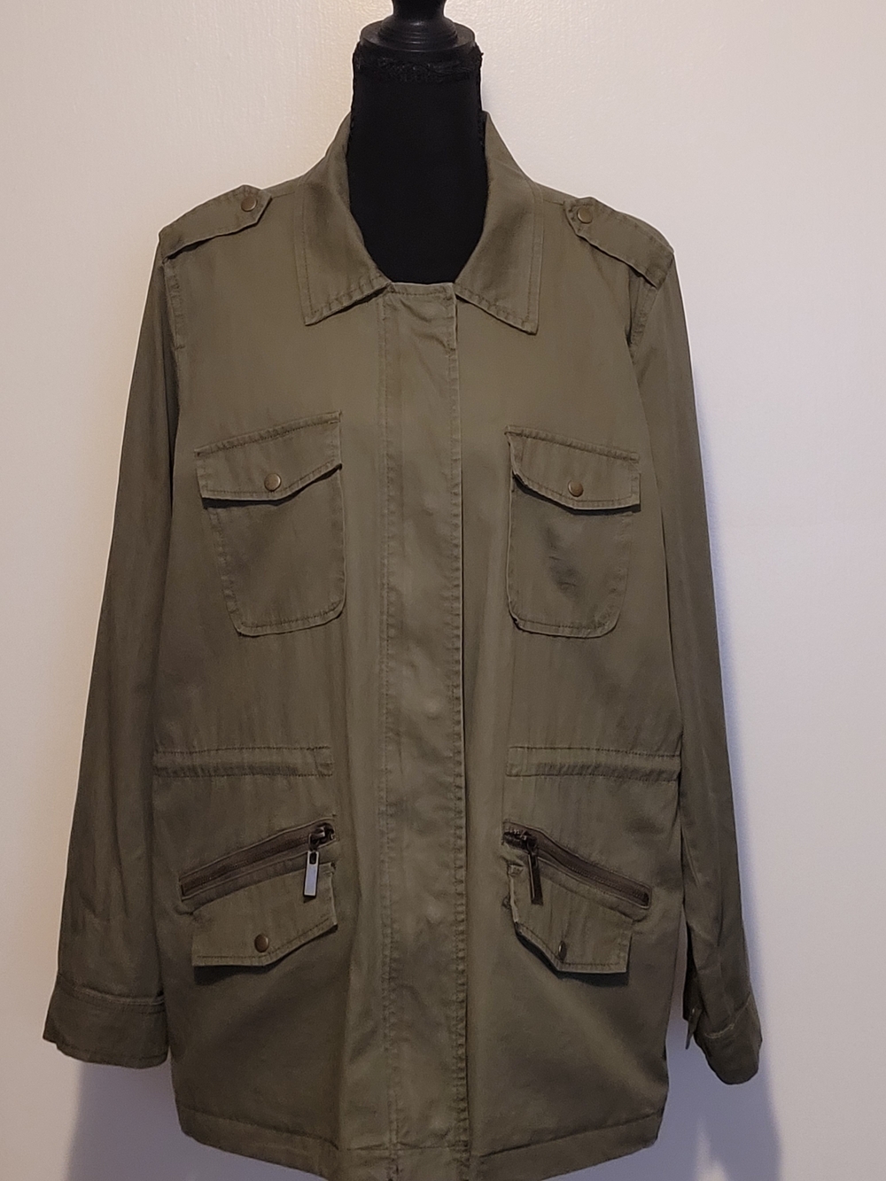 Rock & Republic Olive Utility Jacket with Pocket Details
